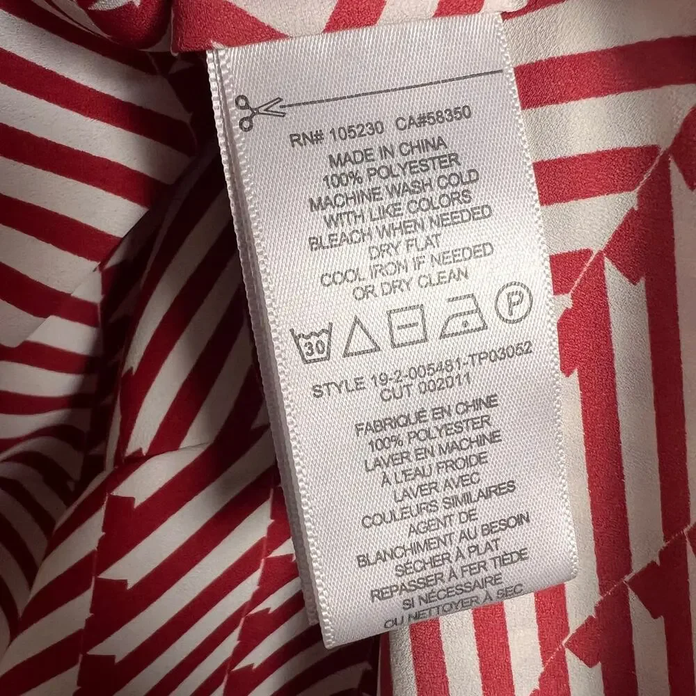 Joie Red and White Patterned Blouse - Picture 4 of 7